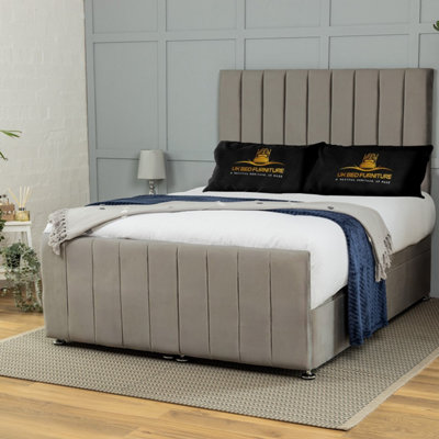 UKBEDFURNITURE Belvoir Plush Grey End Opening Divan Ottoman Bed With 54 Inch Headboard & 10 Inch Orthopaedic Mattress from B&Q