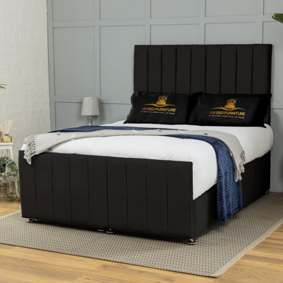 UKBEDFURNITURE Belvoir Plush Black End Opening Divan Ottoman Bed With 54 Inch Headboard & 10 Inch Orthopaedic Mattress from B&Q