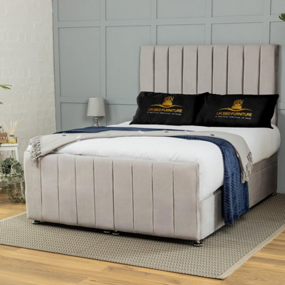 UKBEDFURNITURE Belvoir Plush Silver End Opening Divan Ottoman Bed With 54 Inch Headboard & 10 Inch Orthopaedic Mattress from B&Q