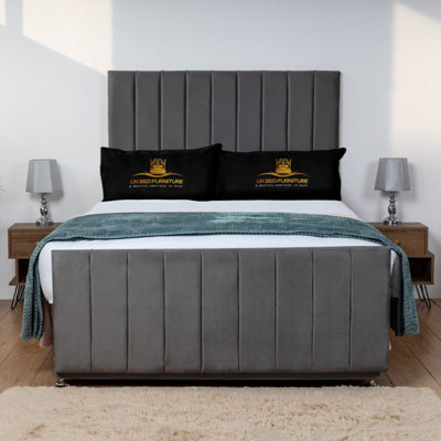UKBEDFURNITURE Hampton Steel Plush  Divan Bed Base With 26 Inch HeadboardNo Storage from B&Q