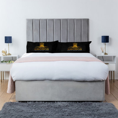 UKBEDFURNITURE Ashford Silver Plush  Divan Bed Base With 26 Inch Headboard & 10 Inch Orthopaedic MattressNo Storage from B&Q