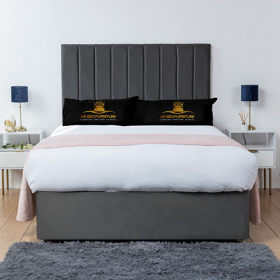 UKBEDFURNITURE Ashford Steel Plush  Divan Bed Base With 26 Inch Headboard & 10 Inch Orthopaedic MattressNo Storage from B&Q