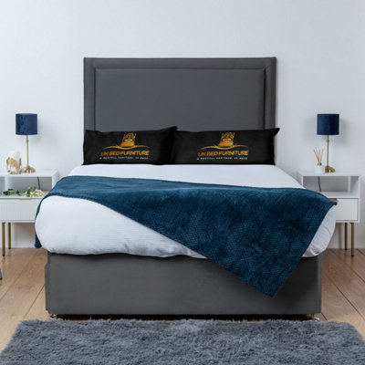 UKBEDFURNITURE Ascot Steel Plush  Divan Bed Base With 26 Inch HeadboardNo Storage from B&Q