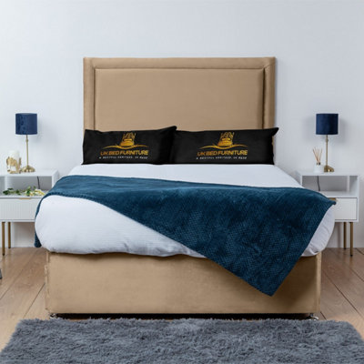 UKBEDFURNITURE Ascot Beige Plush  Divan Bed Base With 26 Inch HeadboardNo Storage from B&Q