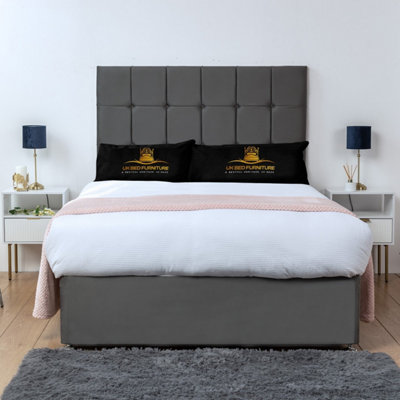 UKBEDFURNITURE Florence Steel Plush  Divan Bed Base With 26 Inch HeadboardNo Storage from B&Q