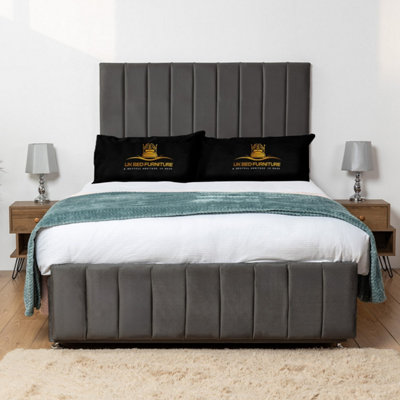 UKBEDFURNITURE Falcon Steel Plush  Divan Bed Base With 26 Inch HeadboardNo Storage from B&Q