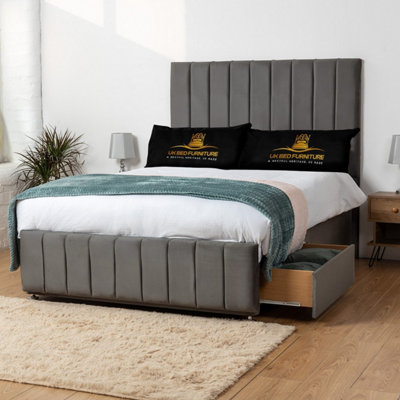 UKBEDFURNITURE Falcon Steel Plush Divan Bed With 2 Foot End Drawers & 26 Inch Headboard from B&Q