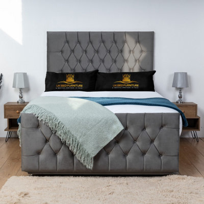 UKBEDFURNITURE Jublie Steel Plush  Divan Bed Base With 26 Inch HeadboardNo Storage from B&Q