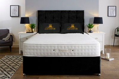 UKBEDFURNITURE Senator Black Plush  Divan Bed Base With 26 Inch HeadboardNo Storage from B&Q