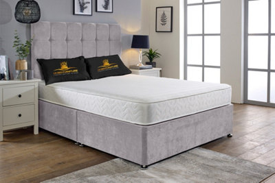 UKBEDFURNITURE Senator Silver Plush Divan Bed With 2 Foot End Drawers & 26 Inch Headboard from B&Q