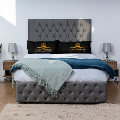 UKBEDFURNITURE Monaco Steel Plush  Divan Bed Base With 26 Inch HeadboardNo Storage from B&Q