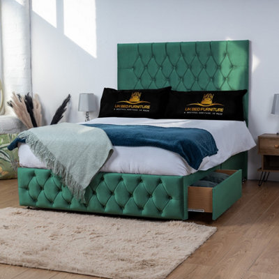 UKBEDFURNITURE Monaco Grey Plush Divan Bed With 2 Foot End Drawers & 26 Inch Headboard from B&Q