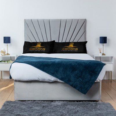 UKBEDFURNITURE Sunrise Silver Plush  Divan Bed Base With 26 Inch Headboard & 10 Inch Orthopaedic MattressNo Storage from B&Q