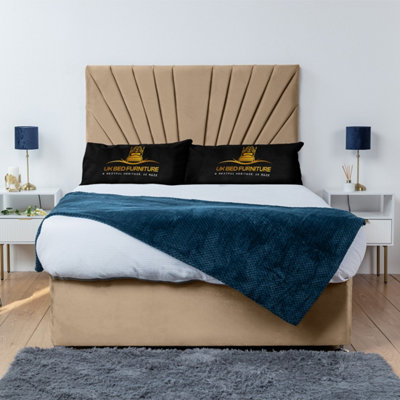 UKBEDFURNITURE Sunrise Beige Plush  Divan Bed Base With 26 Inch Headboard & 10 Inch Orthopaedic MattressNo Storage from B&Q