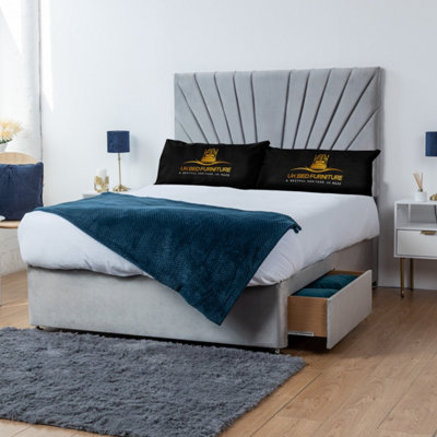 UKBEDFURNITURE Sunrise Silver Plush Divan Bed 2 Foot End Drawers With 10 Inch Orthopaedic Mattress & 26 Inch Headboard from B&Q
