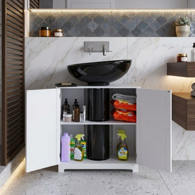  - Under Sink Bathroom CabinetSink Storage Unit Basin Cupboard Vanity Adjustable Shelves 2 Doors