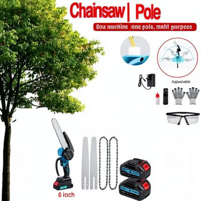  - Cordless Pole Chainsaw 2 In 16 Inch Long Reach Pruner Saw 1.08 To 2.1 Meter2 Batteries