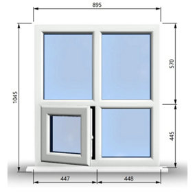 895mm (W) x 1045mm (H) PVCu StormProof Casement Window - 1 Bottom Opening Window (Left) -  White Internal & External