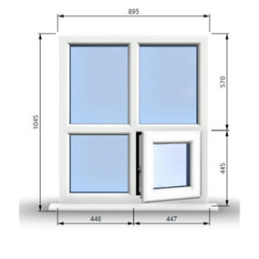 895mm (W) x 1045mm (H) PVCu StormProof Casement Window - 1 Bottom Opening Window (Right) - White Internal & External