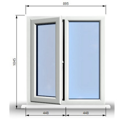 895mm (W) x 1045mm (H) PVCu StormProof Casement Window - 1 LEFT Opening Window -  Toughened Safety Glass - White