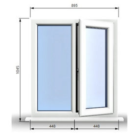 895mm (W) x 1045mm (H) PVCu StormProof Casement Window - 1 RIGHT Opening Window -  Toughened Safety Glass - White