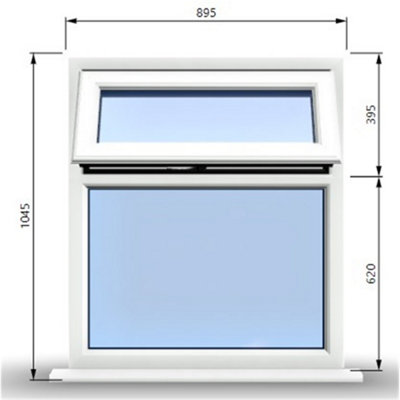 895mm (W) x 1045mm (H) PVCu StormProof Casement Window - 1 Top Opening Window - 70mm Cill - Chrome Handles -  White