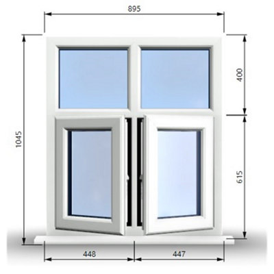 895mm (W) x 1045mm (H) PVCu StormProof Casement Window - 2 Bottom ...