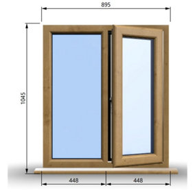 895mm (W) x 1045mm (H) Wooden Stormproof Window - 1/2 Right Opening Window - Toughened Safety Glass