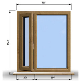 895mm (W) x 1045mm (H) Wooden Stormproof Window - 1/3 Left Opening Window - Toughened Safety Glass