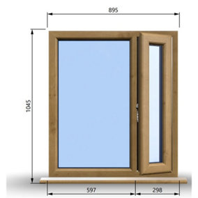 895mm (W) x 1045mm (H) Wooden Stormproof Window - 1/3 Right Opening Window - Toughened Safety Glass