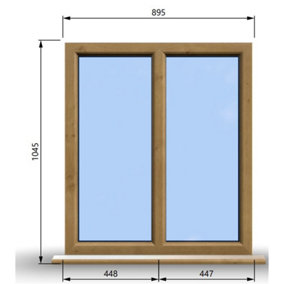 895mm (W) x 1045mm (H) Wooden Stormproof Window - 2 Non-Opening Windows - Toughened Safety Glass