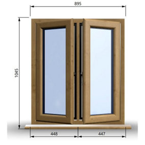 895mm (W) x 1045mm (H) Wooden Stormproof Window - 2 Opening Windows (Left & Right) - Toughened Safety Glass