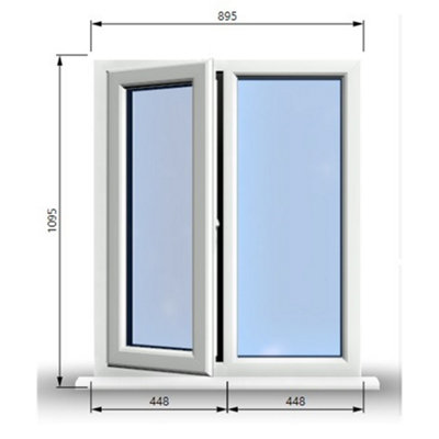 895mm (W) x 1095mm (H) PVCu StormProof Casement Window - 1 LEFT Opening Window -  Toughened Safety Glass - White
