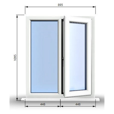 895mm (W) x 1095mm (H) PVCu StormProof Casement Window - 1 RIGHT Opening Window -  Toughened Safety Glass - White