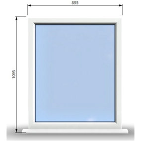895mm (W) x 1095mm (H) PVCu StormProof Window - 1 Non Opening Window - Toughened Safety Glass - White