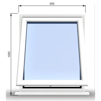 895mm (W) x 1095mm (H) PVCu StormProof Window - 1 Opening Window- 70mm Cill - Chrome Handles - Toughened Safety Glass - White