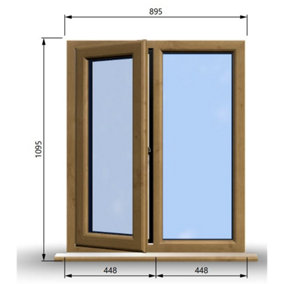 895mm (W) x 1095mm (H) Wooden Stormproof Window - 1/2 Left Opening Window - Toughened Safety Glass