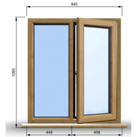 895mm (W) x 1095mm (H) Wooden Stormproof Window - 1/2 Right Opening Window - Toughened Safety Glass
