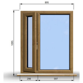 895mm (W) x 1095mm (H) Wooden Stormproof Window - 1/3 Left Opening Window - Toughened Safety Glass