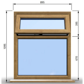 895mm (W) x 1095mm (H) Wooden Stormproof Window - 1 Top Opening Window -Toughened Safety Glass