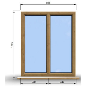 895mm (W) x 1095mm (H) Wooden Stormproof Window - 2 Non-Opening Windows - Toughened Safety Glass