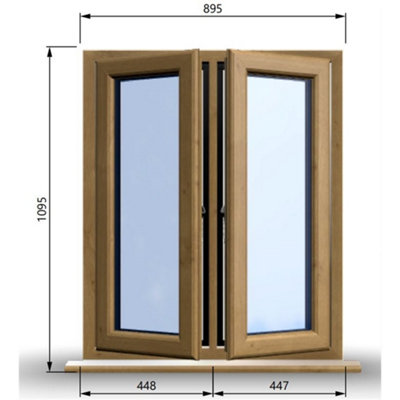 895mm (W) x 1095mm (H) Wooden Stormproof Window - 2 Opening Windows (Left & Right) - Toughened Safety Glass