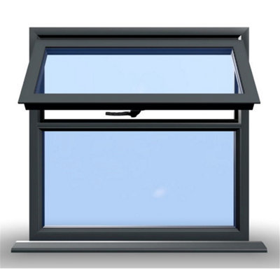 895mm (W) x 1145mm (H) Aluminium Casement Window - 1 Top Opening Window - Anthracite Internal & External