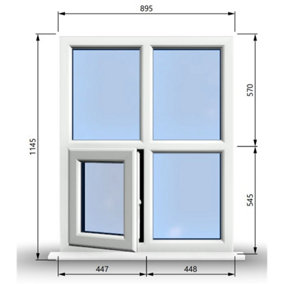 895mm (W) x 1145mm (H) PVCu StormProof Casement Window - 1 Bottom Opening Window (Left) -  White Internal & External