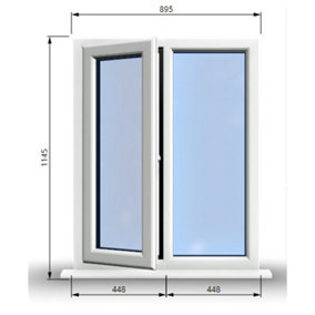 895mm (W) x 1145mm (H) PVCu StormProof Casement Window - 1 LEFT Opening Window -  Toughened Safety Glass - White