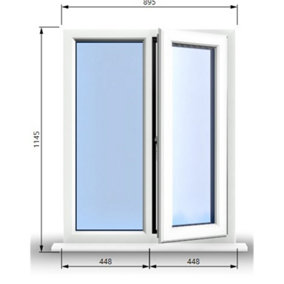 895mm (W) x 1145mm (H) PVCu StormProof Casement Window - 1 RIGHT Opening Window -  Toughened Safety Glass - White