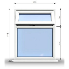 895mm (W) x 1145mm (H) PVCu StormProof Casement Window - 1 Top Opening Window - 70mm Cill - Chrome Handles -  White