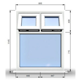 895mm (W) x 1145mm (H) PVCu StormProof Casement Window - 2 Top Opening Windows -  Toughened Safety Glass - White