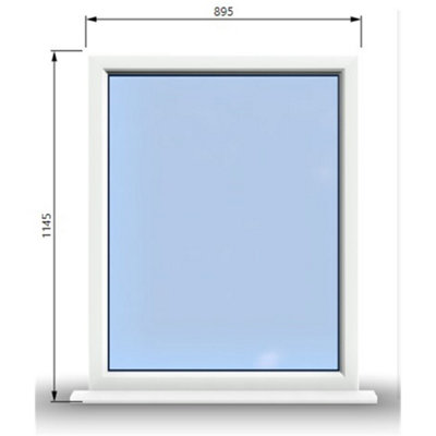 895mm (W) x 1145mm (H) PVCu StormProof Window - 1 Non Opening Window - Toughened Safety Glass - White