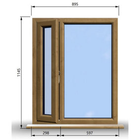 895mm (W) x 1145mm (H) Wooden Stormproof Window - 1/3 Left Opening Window - Toughened Safety Glass